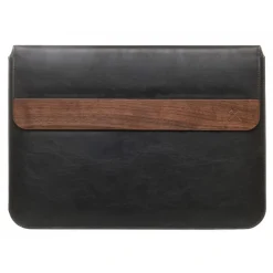 Woodcessories Skin-- Walnut / Black Leather / MacBook Bag - MacBook 13 Pro Touchbar - Eco Pouch Case - Wooden MacBook Bag - Avvenice