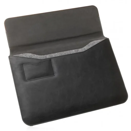 Woodcessories Skin-- Walnut / Black Leather / MacBook Bag - MacBook 13 Pro Touchbar - Eco Pouch Case - Wooden MacBook Bag - Avvenice