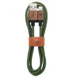 Woodcessories Accessories-- Walnut / Green - Wooden Mfi Lightning Cable 1.2 m - Eco Cable - Wooden Apple USB Lighting Cable - Avvenice