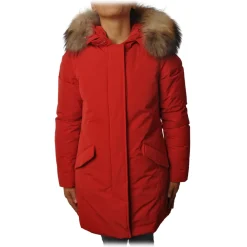 Woolrich Jackets-- Arctic Parka with Hood and Contrasting Color Fur - Red - Jacket - Luxury Exclusive Collection - Avvenice