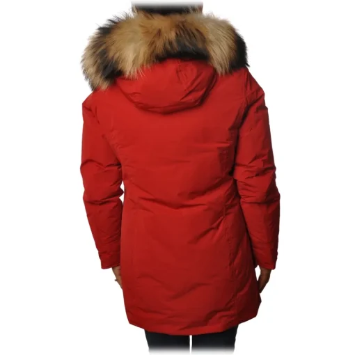 Woolrich Jackets-- Arctic Parka with Hood and Contrasting Color Fur - Red - Jacket - Luxury Exclusive Collection - Avvenice