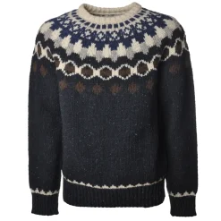 Woolrich Knitwears-- Crewneck Nap Wool Jacquard Sweater - Blue - Pullover - Luxury Exclusive Collection - Avvenice