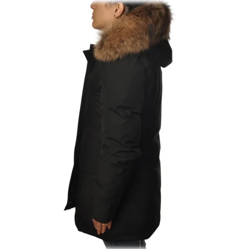 Woolrich Jackets-- Down Jacket with Fur-Trimmed Hood - Black - Jacket - Luxury Exclusive Collection - Avvenice