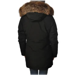 Woolrich Jackets-- Down Jacket with Fur-Trimmed Hood - Black - Jacket - Luxury Exclusive Collection - Avvenice