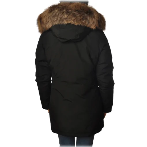 Woolrich Jackets-- Down Jacket with Fur-Trimmed Hood - Black - Jacket - Luxury Exclusive Collection - Avvenice