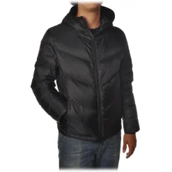 Woolrich Jackets-- Hooded Chevron Jacket - Black - Jacket - Luxury Exclusive Collection - Avvenice