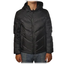Woolrich Jackets-- Hooded Chevron Jacket - Black - Jacket - Luxury Exclusive Collection - Avvenice