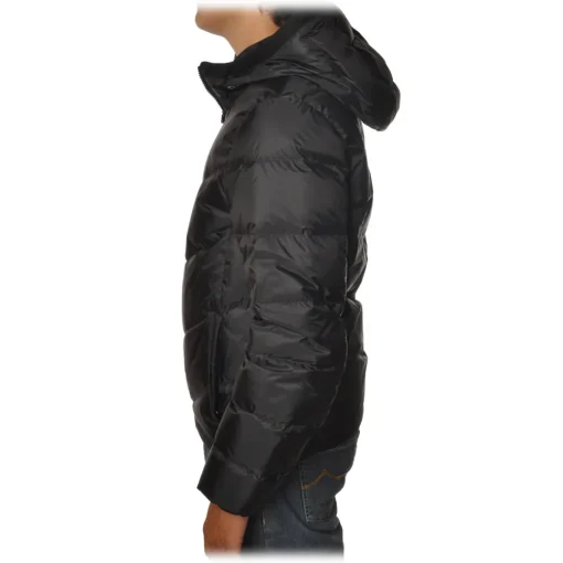 Woolrich Jackets-- Hooded Chevron Jacket - Black - Jacket - Luxury Exclusive Collection - Avvenice