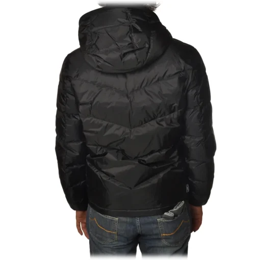 Woolrich Jackets-- Hooded Chevron Jacket - Black - Jacket - Luxury Exclusive Collection - Avvenice