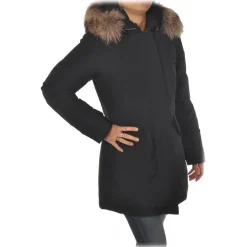 Woolrich Jackets-- Hooded Waisted Down Jacket - Black - Jacket - Luxury Exclusive Collection - Avvenice