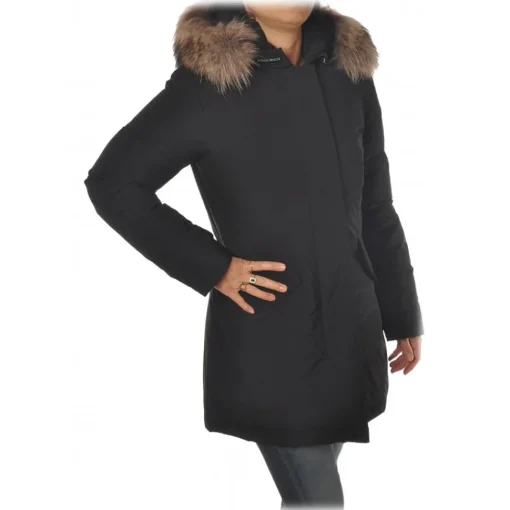Woolrich Jackets-- Hooded Waisted Down Jacket - Black - Jacket - Luxury Exclusive Collection - Avvenice