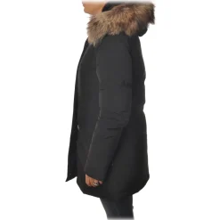 Woolrich Jackets-- Hooded Waisted Down Jacket - Black - Jacket - Luxury Exclusive Collection - Avvenice