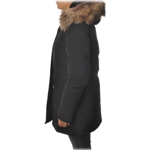 Woolrich Jackets-- Hooded Waisted Down Jacket - Black - Jacket - Luxury Exclusive Collection - Avvenice