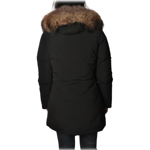 Woolrich Jackets-- Hooded Waisted Down Jacket - Black - Jacket - Luxury Exclusive Collection - Avvenice