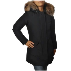 Woolrich Jackets-- Jacket with Fur-Trimmed Hood - Blue - Jacket - Luxury Exclusive Collection - Avvenice