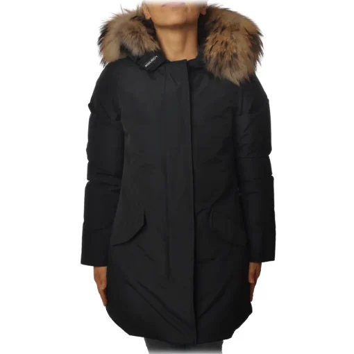 Woolrich Jackets-- Jacket with Fur-Trimmed Hood - Blue - Jacket - Luxury Exclusive Collection - Avvenice