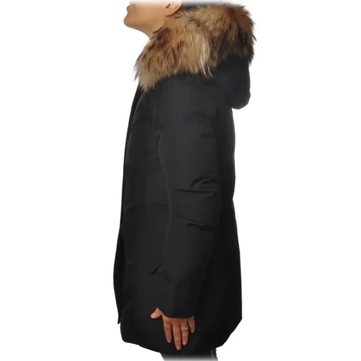 Woolrich Jackets-- Jacket with Fur-Trimmed Hood - Blue - Jacket - Luxury Exclusive Collection - Avvenice