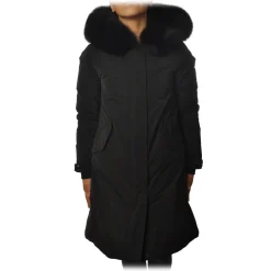 Woolrich Jackets-- Keystone Parka with Hood plus Tone-on-tone Edged Fur- Black - Jacket - Luxury Exclusive Collection - Avvenice