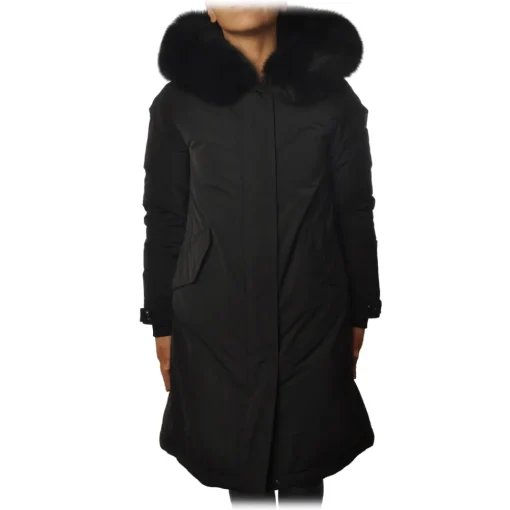 Woolrich Jackets-- Keystone Parka with Hood plus Tone-on-tone Edged Fur- Black - Jacket - Luxury Exclusive Collection - Avvenice