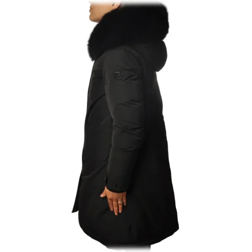 Woolrich Jackets-- Keystone Parka with Hood plus Tone-on-tone Edged Fur- Black - Jacket - Luxury Exclusive Collection - Avvenice