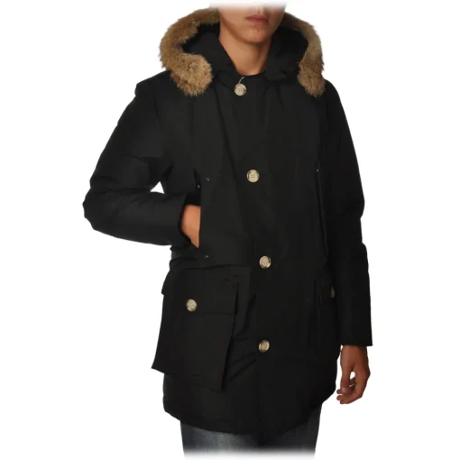 Woolrich Jackets-- Long Artic Parka DF with Fur-trimmed Hood- Black - Jacket - Luxury Exclusive Collection - Avvenice
