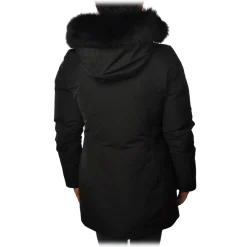 Woolrich Jackets-- Luxury Fox Black Fitted Down Jacket - Black - Jacket - Luxury Exclusive Collection - Avvenice