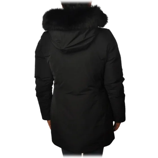 Woolrich Jackets-- Luxury Fox Black Fitted Down Jacket - Black - Jacket - Luxury Exclusive Collection - Avvenice