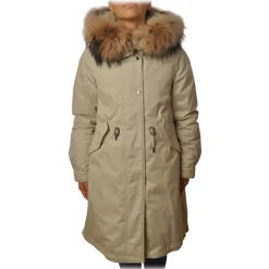 Woolrich Jackets-- Parka with Fur-Trimmed Hood - Cream - Jacket - Luxury Exclusive Collection - Avvenice