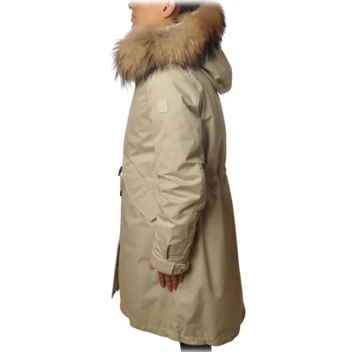 Woolrich Jackets-- Parka with Fur-Trimmed Hood - Cream - Jacket - Luxury Exclusive Collection - Avvenice