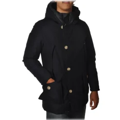 Woolrich Jackets-- Parka with Hood and Technical Fabric - Blue - Jacket - Luxury Exclusive Collection - Avvenice