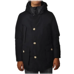 Woolrich Jackets-- Parka with Hood and Technical Fabric - Blue - Jacket - Luxury Exclusive Collection - Avvenice