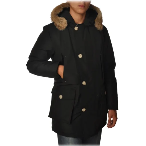 Woolrich Jackets-- Parka with Hood and Contrast Buttons  - Black - Jacket - Luxury Exclusive Collection - Avvenice