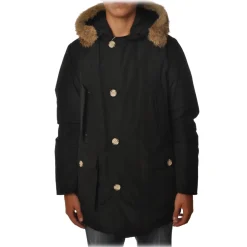 Woolrich Jackets-- Parka with Hood and Contrast Buttons  - Black - Jacket - Luxury Exclusive Collection - Avvenice