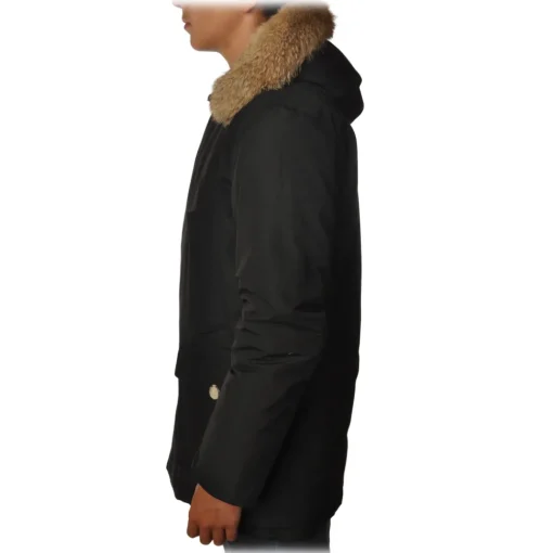 Woolrich Jackets-- Parka with Hood and Contrast Buttons  - Black - Jacket - Luxury Exclusive Collection - Avvenice