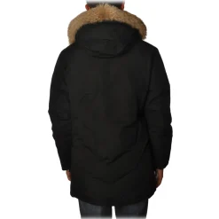 Woolrich Jackets-- Parka with Hood and Contrast Buttons  - Black - Jacket - Luxury Exclusive Collection - Avvenice