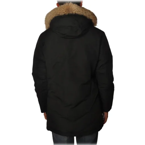 Woolrich Jackets-- Parka with Hood and Contrast Buttons  - Black - Jacket - Luxury Exclusive Collection - Avvenice