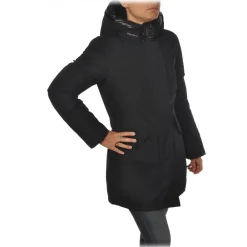 Woolrich Jackets-- Shiny Double Hooded Down Jacket - Black - Jacket - Luxury Exclusive Collection - Avvenice