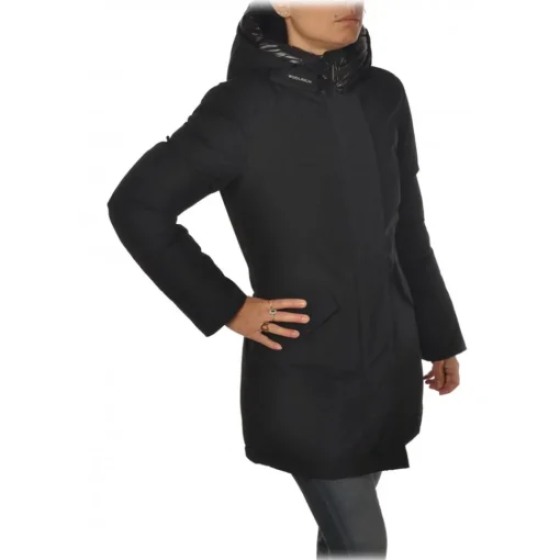 Woolrich Jackets-- Shiny Double Hooded Down Jacket - Black - Jacket - Luxury Exclusive Collection - Avvenice
