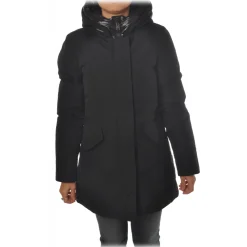 Woolrich Jackets-- Shiny Double Hooded Down Jacket - Black - Jacket - Luxury Exclusive Collection - Avvenice