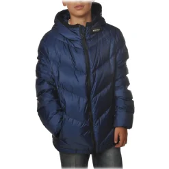 Woolrich Jackets-- Short Down Jacket in Quilted Effect - Blue - Jacket - Luxury Exclusive Collection - Avvenice