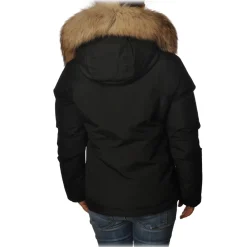 Woolrich Jackets-- Short Jacket with Fur-Trimmed Hood - Black - Jacket - Luxury Exclusive Collection - Avvenice