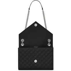 Yves Saint Laurent Bags-- Envelope Medium in Quilted Embossed Leather - Black - Saint Laurent Exclusive Collection - Avvenice
