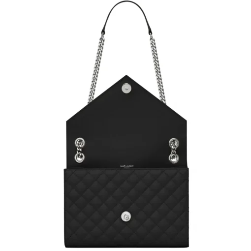 Yves Saint Laurent Bags-- Envelope Medium in Quilted Embossed Leather - Black - Saint Laurent Exclusive Collection - Avvenice