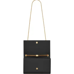 Yves Saint Laurent Bags-- Kate Medium in Grain de Poudre Embossed Leather - Black Light Bronze - Saint Laurent Exclusive Collection - Avvenice