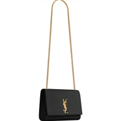 Yves Saint Laurent Bags-- Kate Medium in Grain de Poudre Embossed Leather - Black Light Bronze - Saint Laurent Exclusive Collection - Avvenice