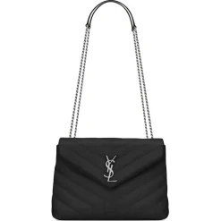 Yves Saint Laurent Bags-- Loulou Small in Quilted Leather - Black - Saint Laurent Exclusive Collection - Avvenice