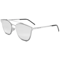 Yves Saint Laurent Eyewear Sunglasses & Eyewear-Yves Saint Laurent - Round Metal SL 28 Sunglasses - Oxidized Silver - Sunglasses - Saint Laurent Eyewear - Avvenice
