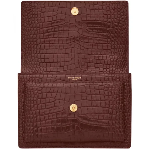 Yves Saint Laurent Bags-- Sunset Medium in Crocodile-Embossed Leather - Red Velvet - Saint Laurent Exclusive Collection - Avvenice
