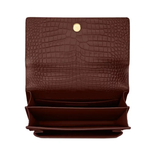 Yves Saint Laurent Bags-- Sunset Medium in Crocodile-Embossed Leather - Red Velvet - Saint Laurent Exclusive Collection - Avvenice
