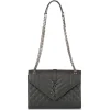 Yves Saint Laurent Vintage Vintage Bags-- Monogram Envelope Leather Shoulder Bag - Dark Gray - Leather Handbag - Luxury High Quality - Avvenice